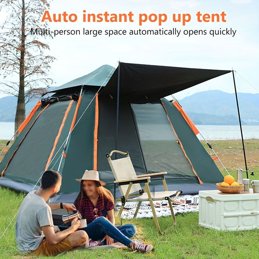 Muti-Person Outdoor Automatic Quick Opening Camping Tent with Mesh Windows. Made of Oxford Fabric, Comes with Portable Bag & Moisture - Proof Mat. Ideal for Family Camping, Fishing, Hunting - Discount Msrp 