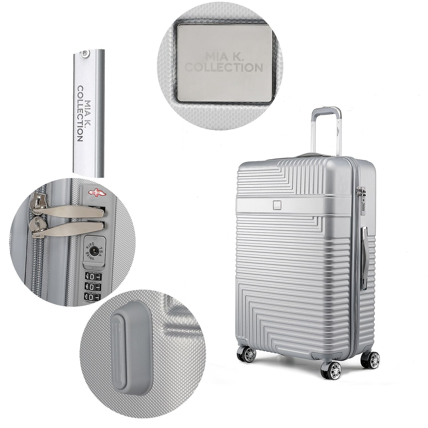 MKF Collection Mykonos Luggage Set- Extra Large Check-in, Large Check-in, Medium Carry-on, and Small Cosmetic Case by Mia K - Discount Msrp 