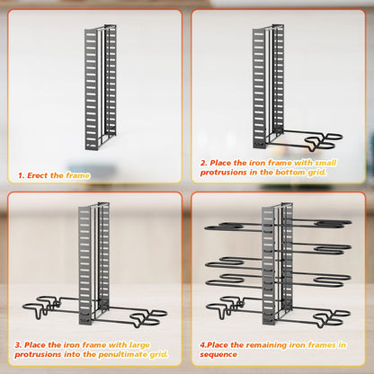 Pot and pan organizer, Pot Lid Holders & Pan Rack, Multiple DIY methods 8 tier pot racks, adjustable kitchen organization and storage for pots and pans. - Discount Msrp 