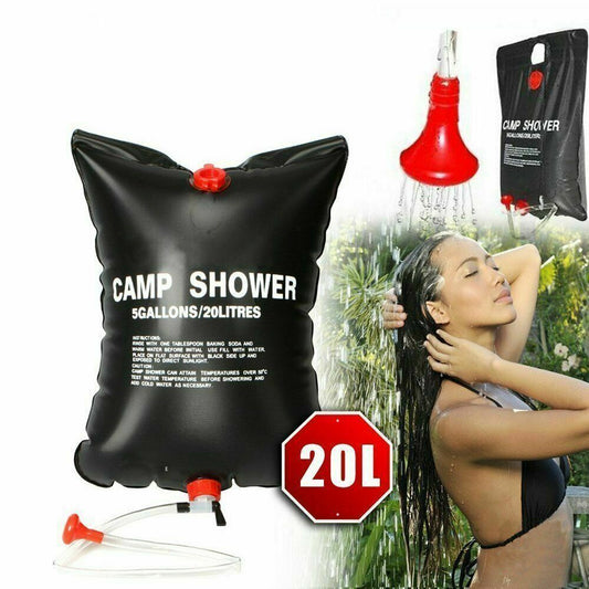 20L Camping Shower Portable Compact Solar Sun Heating Bath Bag Outdoor Travel - Discount Msrp 