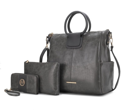 MKF Collection Zori Tote Handbag with Pouch and Wallet Vegan Leather Women by Mia k - Discount Msrp 