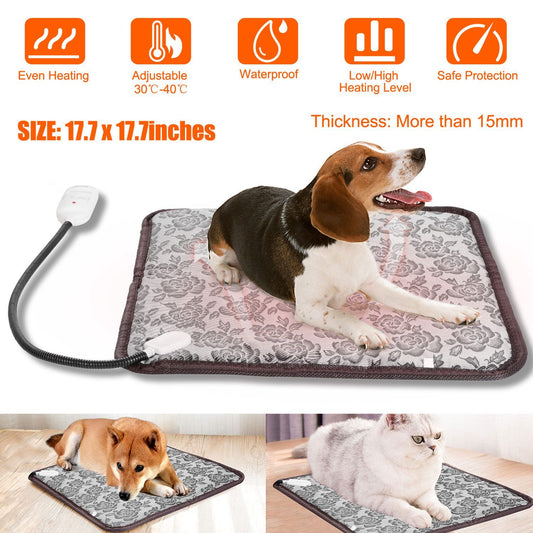 Pet Heating Pad Dog Cat Electric Heating Mat Waterproof Adjustable Warming Blanket - Discount Msrp 