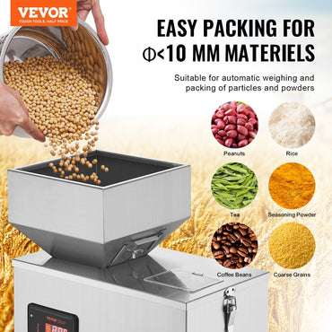 VEVOR Powder Filling Machine, 0.002-0.22lbs/1-100g, Automatic Intelligent Particle Weighing Filling Machine, Bottle Bag Powder Filler Particle Dispenser for Tea Seeds Grains Powder Flour Beans Glitter - Discount Msrp 