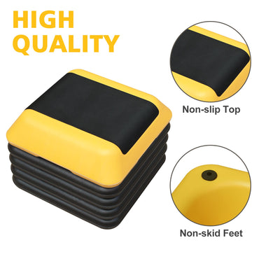 Height-Adjustable Step Aerobics Platform Fitness Equipment Stepper Trainer Exercise Step Platform with 4 Riser Yellow - Discount Msrp 