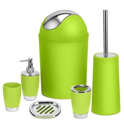 Bathroom Accessories Set 6 Pcs Bathroom Set Ensemble Complete Soap Dispenser Toothbrush Holder - Discount Msrp 