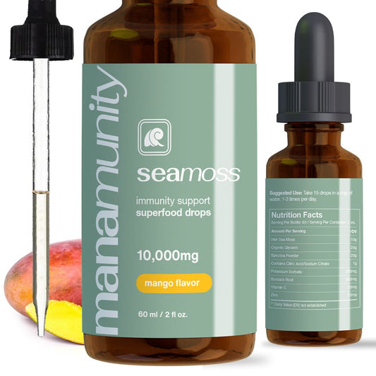 Sea Moss Liquid Drops 10,000 mg Organic Irish Sea Moss Gel with 350 mg Burdock Root Supplement & 20,000 mg Spirulina Immune Support, Joint & Thyroid Support - Vegan - Discount Msrp 