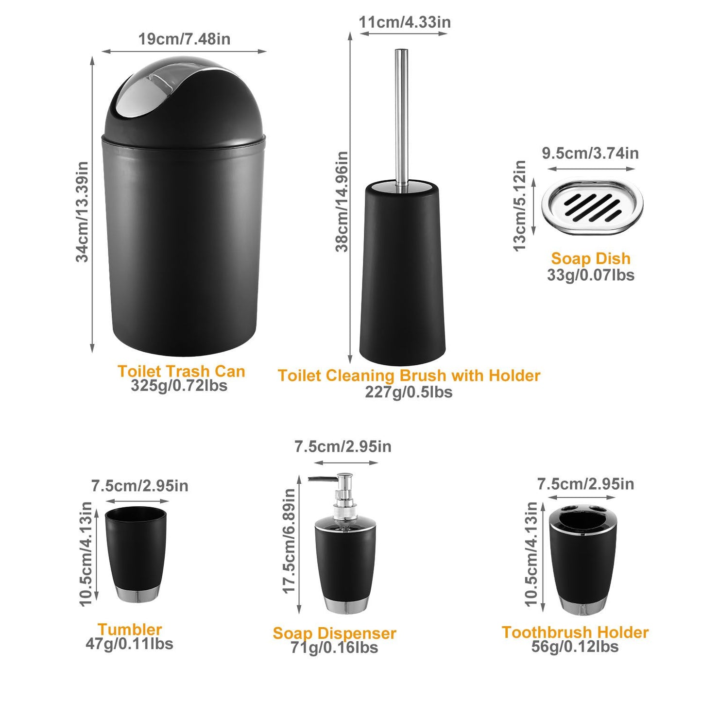 Bathroom Accessories Set 6 Pcs Bathroom Set Ensemble Complete Soap Dispenser Toothbrush Holder - Discount Msrp 