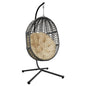 Wicker Hanging Swing Chair; Rattan Hanging Egg Chair with Durable Stand and Waterproof Cushion for Outdoor Garden or Indoor Living Room - Discount Msrp 