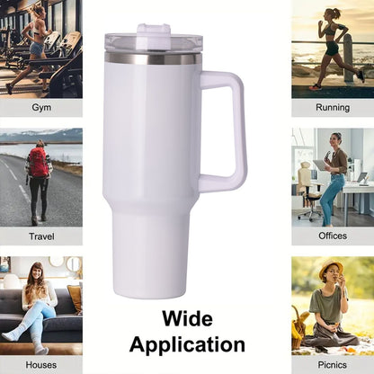40oz large capacity tumbler With Handle And Straw Lid, Insulated Reusable Stainless Steel Water Bottles Travel Mug Coffee Cup car cup water cup For Men Women Outdoor Camping Driving, gift - Discount Msrp 
