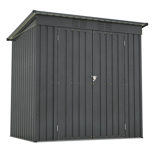 6 x 4 ft Outdoor Storage Shed, All Weather Tool Shed for Garden, Backyard, Lawn, Black - Discount Msrp 