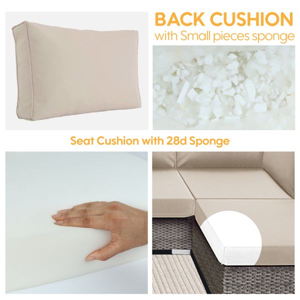 14 PCS Outdoor Cushions for Patio Furniture Replacement, Patio Furniture Cushions with Sponge, Deep Seat Patio Cushions(Beige)[Sale on Temu is banned, can not be shipped on weekends, order carefully] - Discount Msrp 