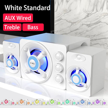 Computer Combination Speakers AUX USB Wired Wireless Bluetooth Audio System Home Theater Surround SoundBar for PC TV - Discount Msrp 