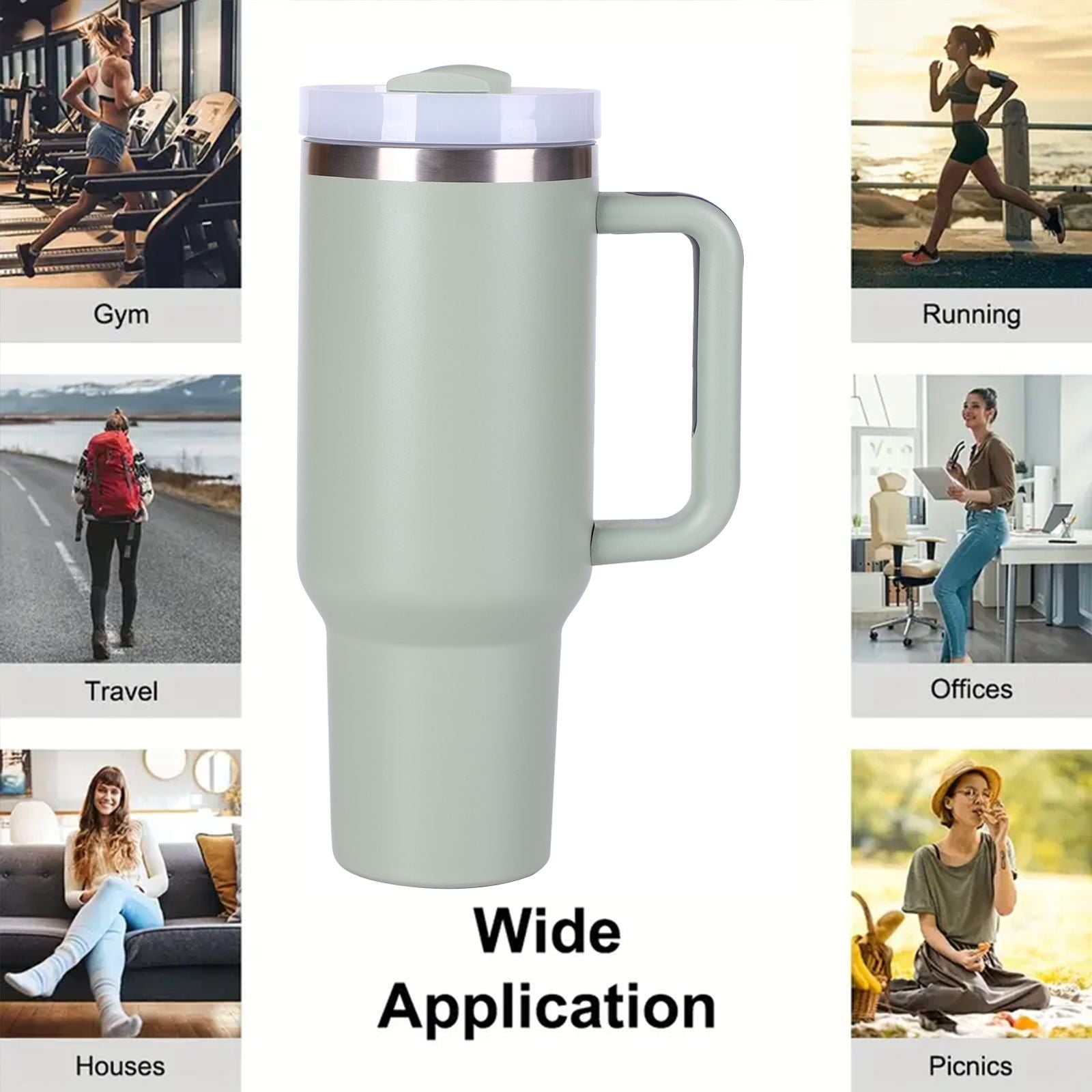 40oz V2 large capacity tumbler, With Handle And Straw Lid, Insulated Reusable Stainless Steel Water Bottles Travel Mug Coffee Cup car cup water cup For Men Women Outdoor Camping Driving, gift - Discount Msrp 