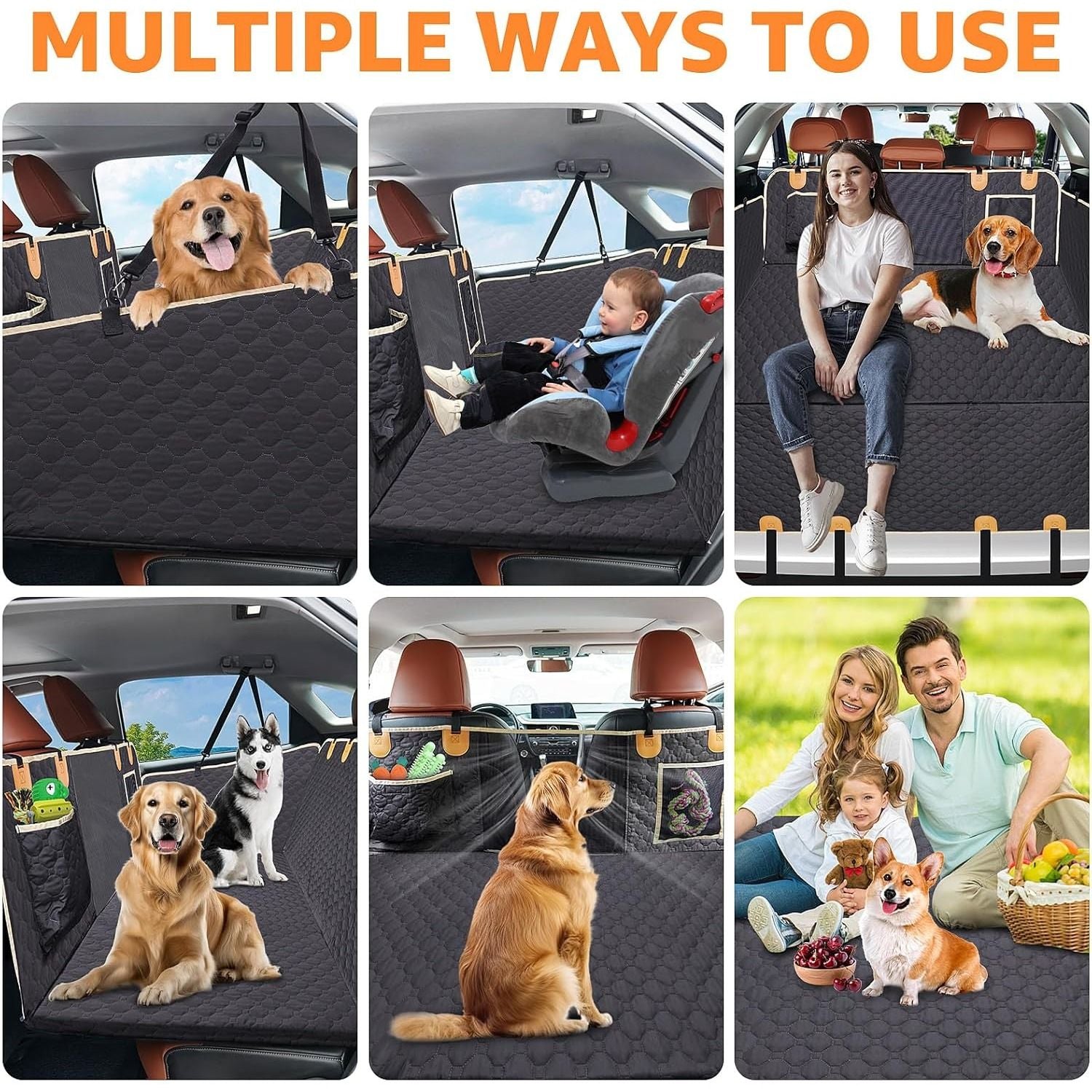 Dog Car Seat Cover for Back Seat, Cover Hard Bottom, Dog Hammock for car Detachable and Foldable for Car, SUV, Truck, Waterproof Truck Seat Protector for Dogs Back Seat - Discount Msrp 