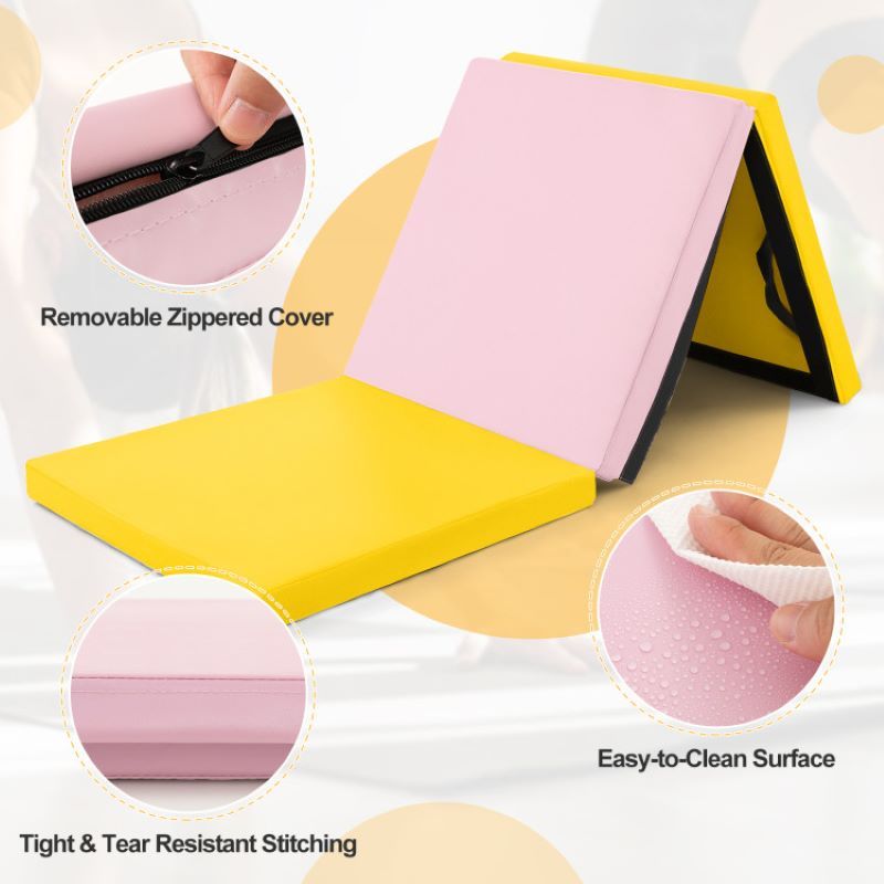 Portable Tri-Fold Gym Mat with Handles for Yoga - Discount Msrp 