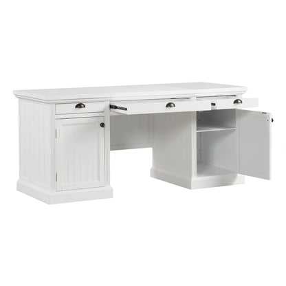 67''Modern Executive Desk,Computer Desk with 2 Storage Cabinet and 3 Drawers, Rectangle Home Office Desk with back ,Reading Desk,Writing Table,Workstation for Home Office,Living Room,study,White - Discount Msrp 
