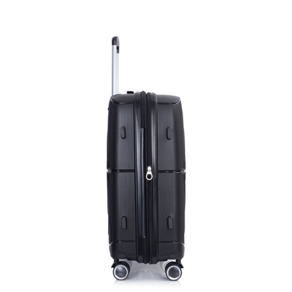Expandable Hardshell Suitcase Double Spinner Wheels PP Luggage Sets Lightweight Durable Suitcase with TSA Lock,3-Piece Set (20/24/28) ,Black - Discount Msrp 