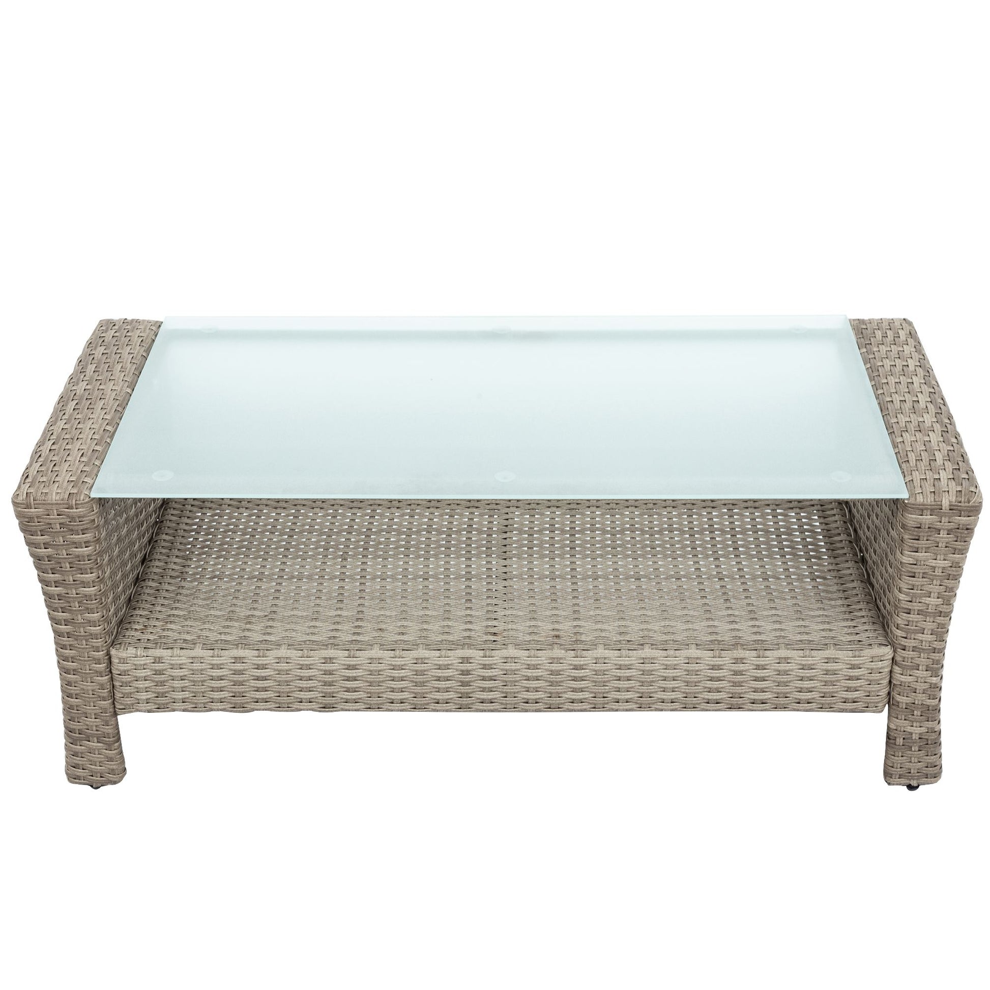 Patio Furniture Set; 4 Piece Outdoor Conversation Set All Weather Wicker Sectional Sofa with Ottoman and Cushions - Discount Msrp 