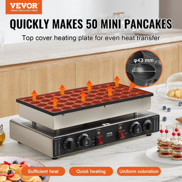 VEVOR 50PCS 43mm Mini Dutch Pancake Maker Commercial Dorayaki Baker 1700W - Discount Msrp 