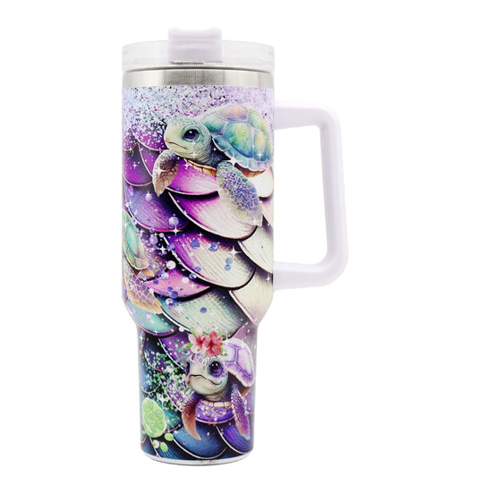 1pc 40oz Water Bottles,5D Little Turtle Series Tumbler,Large Capacity Stainless Steel Tumbler Insulation Cup With Lid And Straw For Women,Camping,Driving,skiing,Thermocoolers.Best Gift - Discount Msrp 