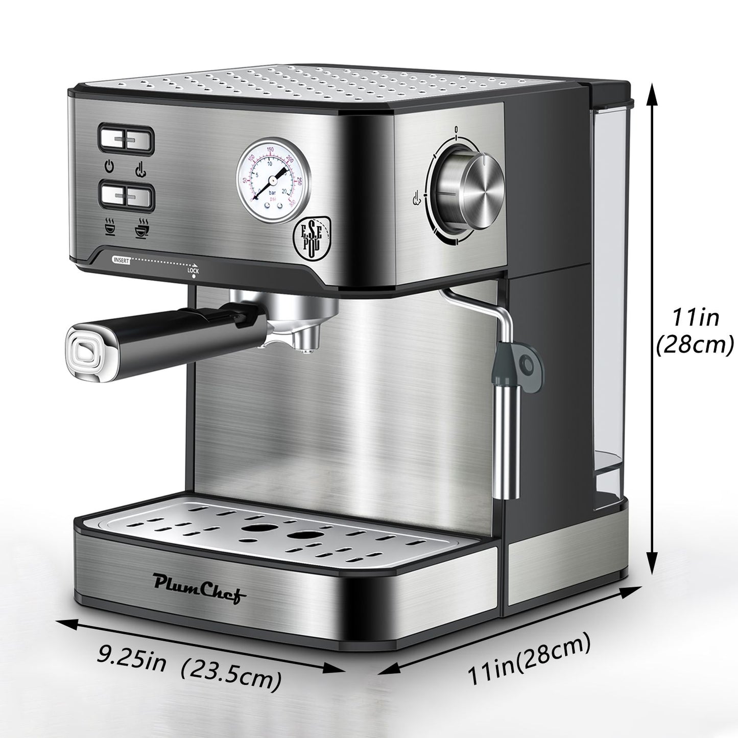 PlumChef Espresso Machine 20 Bar Professional Compact Household Coffee Espresso Maker with Milk Frother Steam Wand Pressure Gauge 54oz Water Tank Low Noise and Fast Coffee Machine for Cappuccino Latte - Discount Msrp 
