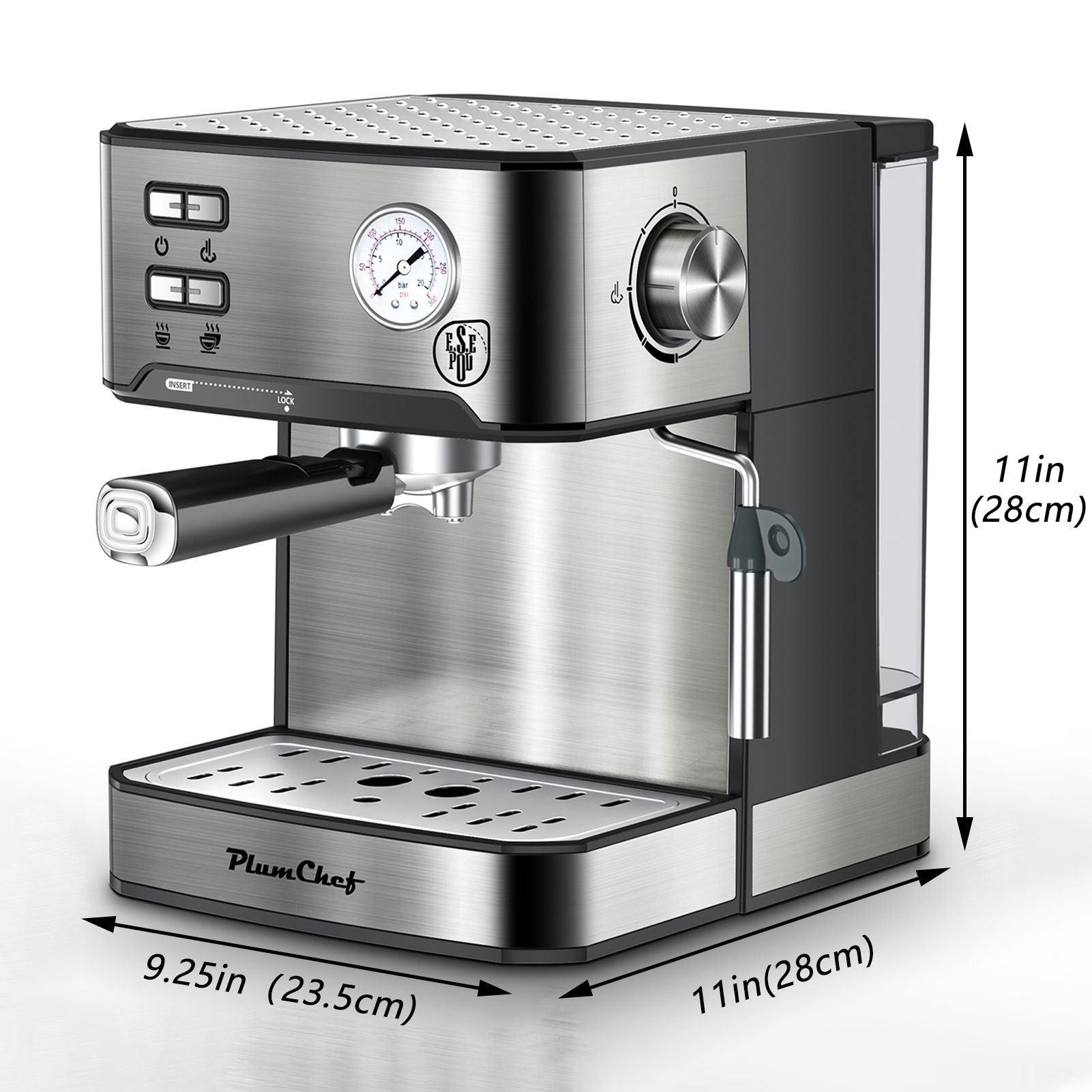 PlumChef Espresso Machine 20 Bar Professional Compact Household Coffee Espresso Maker with Milk Frother Steam Wand Pressure Gauge 54oz Water Tank Low Noise and Fast Coffee Machine for Cappuccino Latte - Discount Msrp 