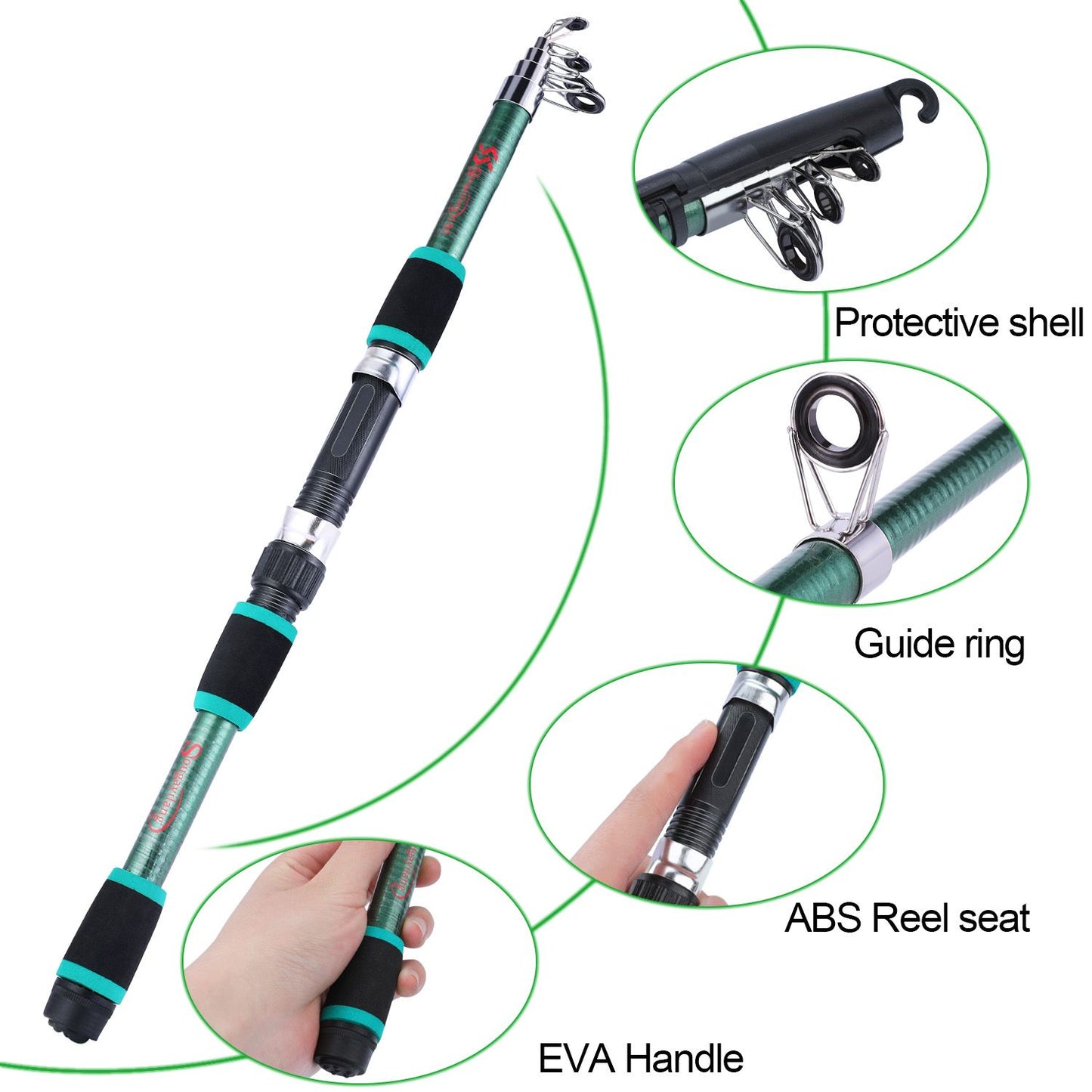 Sougayilang Travel Telescopic Fishing Rod Glass Fiber Fishing Pole - Discount Msrp 