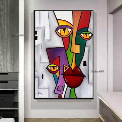 Handmade Picasso Abstract Figures Picture Blending In Face Wall Art Picture Handpainted Canvas Painting Living Room Decoration Home Living Room corridor bedroom luxurious adornment painting - Discount Msrp 