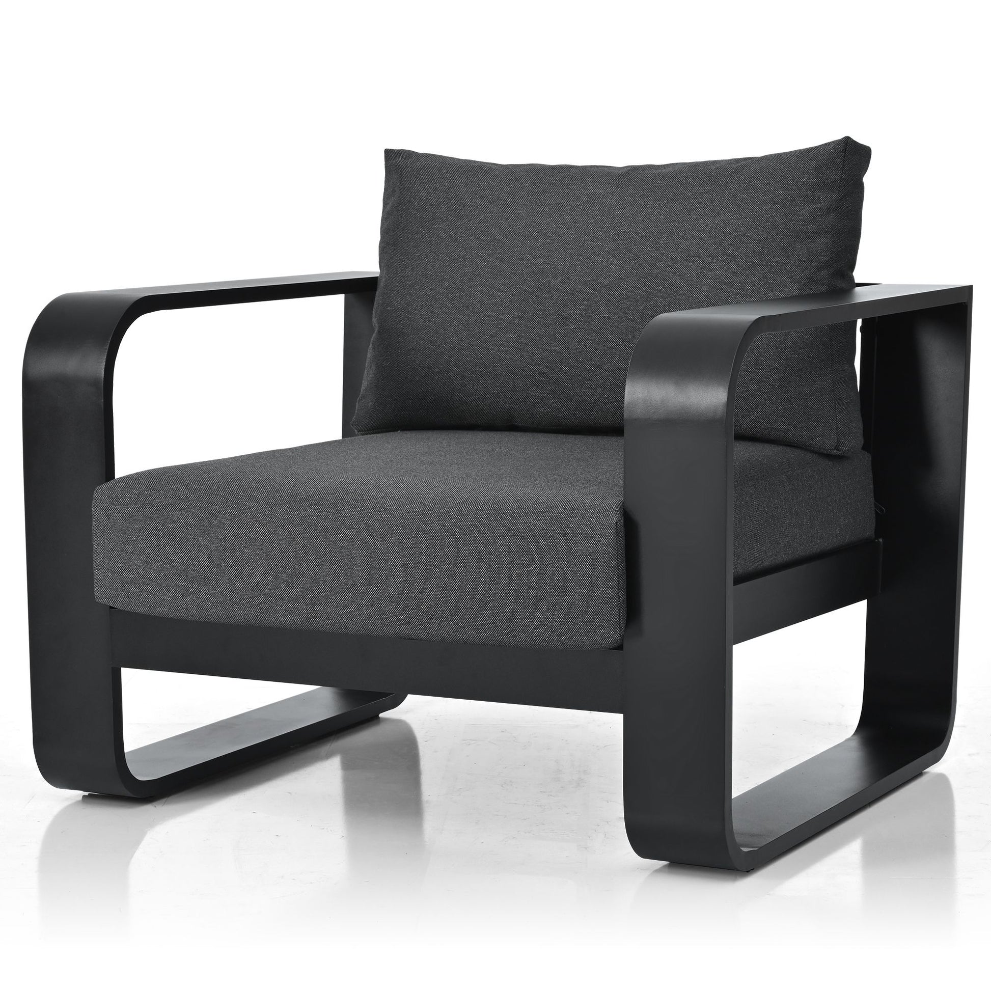 3-pieces Aluminum Frame Patio Furniture With 6.7" Thick Cushion And Coffee Table, All Weather Use Olefin fabric Outdoor Chair - Discount Msrp 