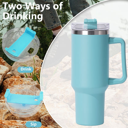 40oz large capacity tumbler, With Handle And Straw Lid, Insulated Reusable Stainless Steel Water Bottles Travel Mug Coffee Cup car cup water cup For Men Women Outdoor Camping Driving, gift - Discount Msrp 