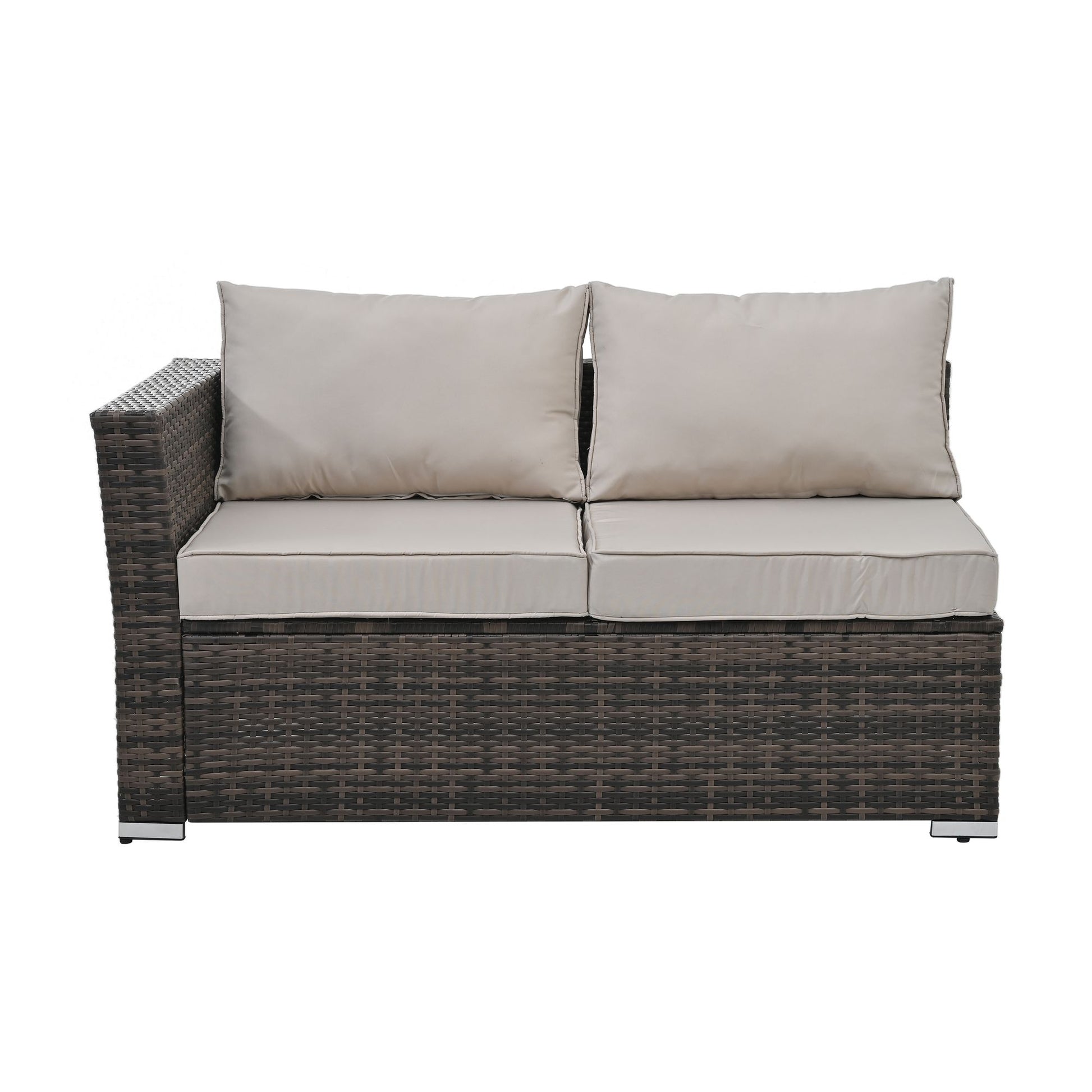 Patio Furniture, Outdoor Furniture, Seasonal PE Wicker Furniture, 4 Set Wicker Furniture With Tempered Glass Coffee Table - Discount Msrp 