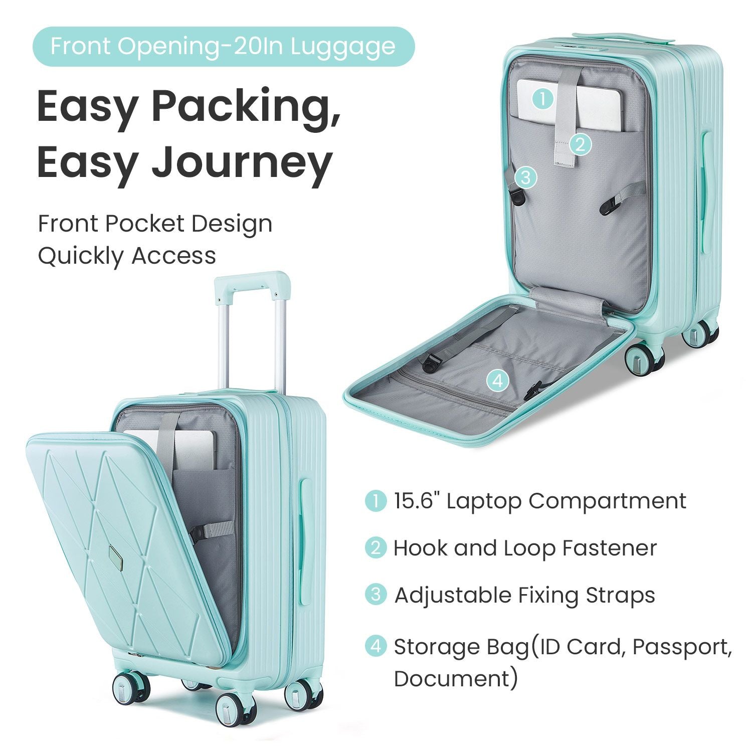 Luggage Sets 3 Piece(20/24/28), Expandable Carry On Luggage with TSA Lock Airline Approved, 100% PC Hard Shell and Lightweight Suitcase with Front Pocket and Spinner Wheels - Discount Msrp 
