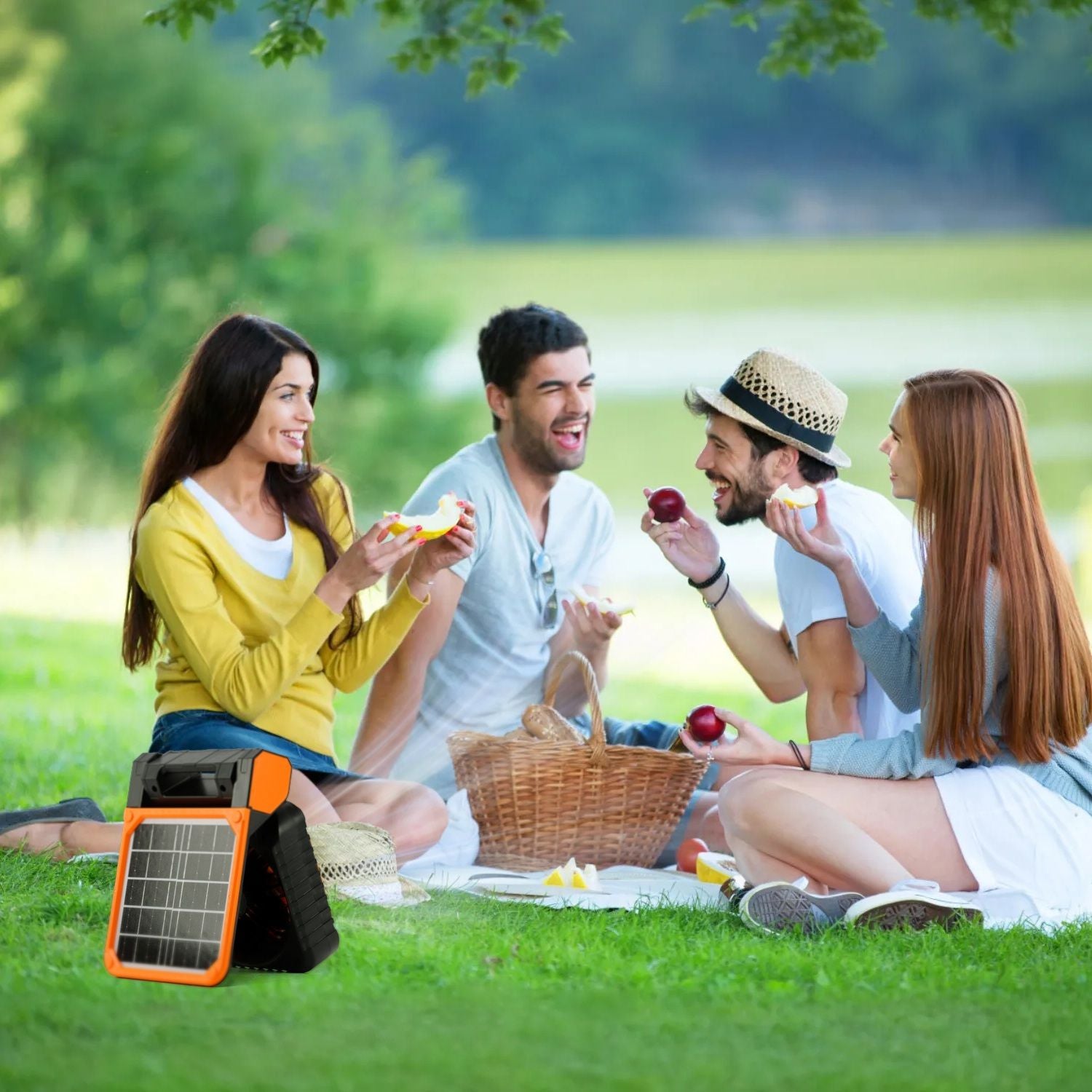 Solar Camping Fan With LED Lantern 5200mAh Rechargeable Battery Operated Portable Fan with Emergency Power Bank 4 Wind Speeds 3 Light Modes 3 Timers for Hiking Fishing Travel GPCT5319 - Discount Msrp 