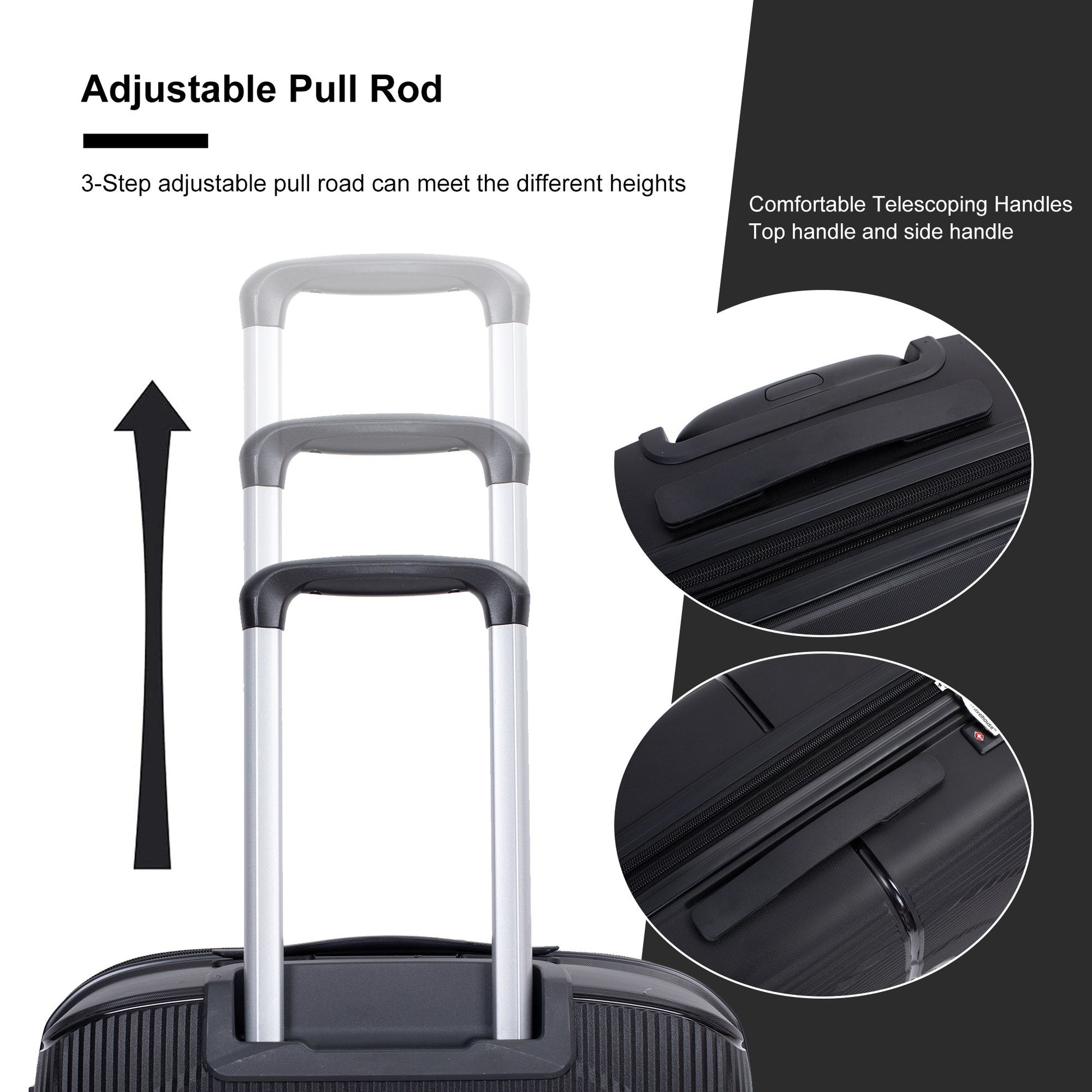 Expandable Hardshell Suitcase Double Spinner Wheels PP Luggage Sets Lightweight Durable Suitcase with TSA Lock,3-Piece Set (20/24/28) ,Black - Discount Msrp 