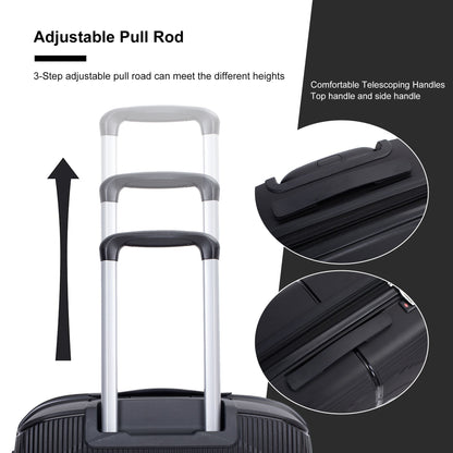 Expandable Hardshell Suitcase Double Spinner Wheels PP Luggage Sets Lightweight Durable Suitcase with TSA Lock,3-Piece Set (20/24/28) ,Black - Discount Msrp 