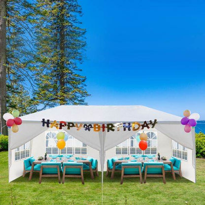 10'x20' Outdoor Party Tent with 6 Removable Sidewalls; Waterproof Canopy Patio Wedding Gazebo; White - Discount Msrp 