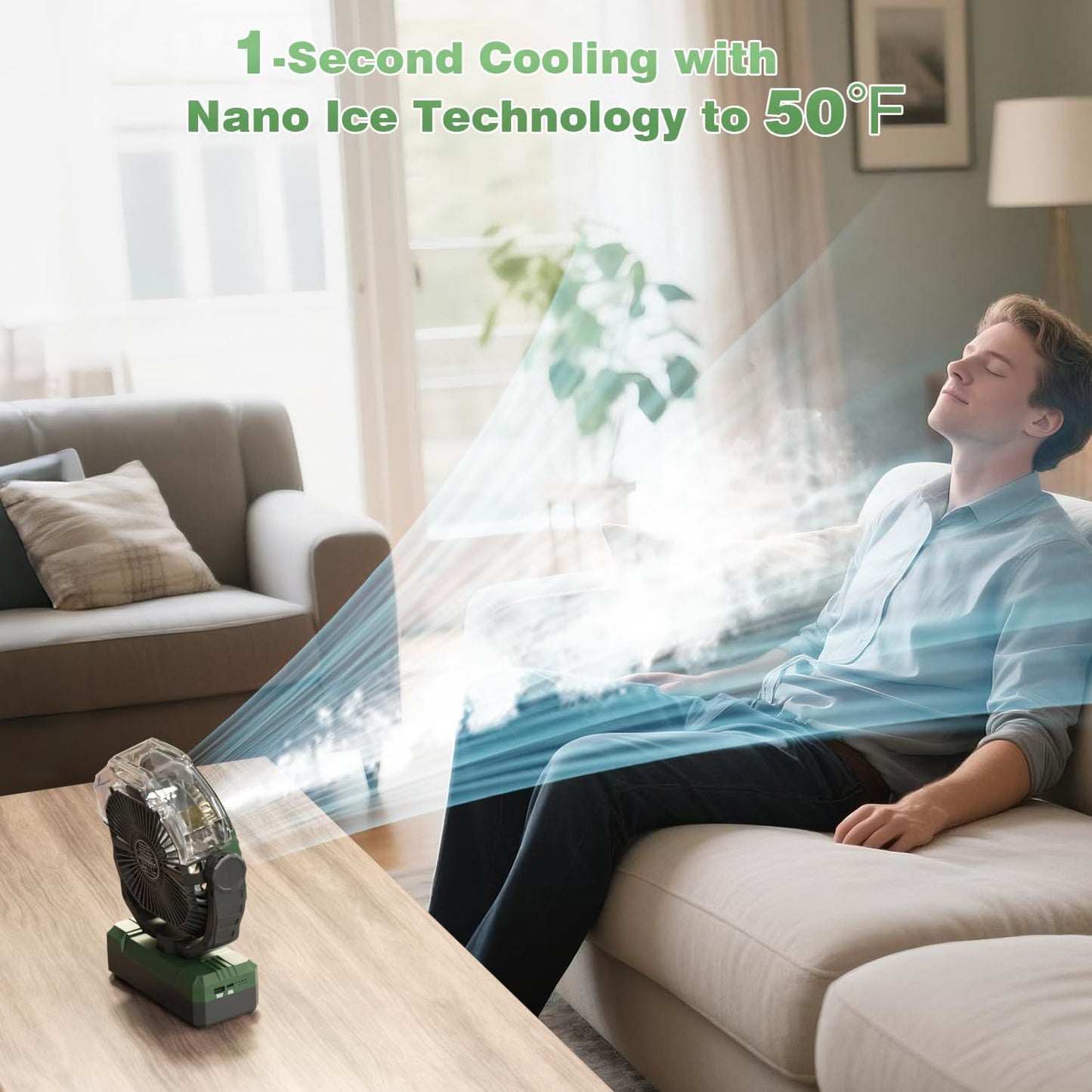 Portable Misting Fan, 24000mAh Rechargeable Battery Powered Camping Fan 460ml Large Tank USB Desk Fan - Discount Msrp 