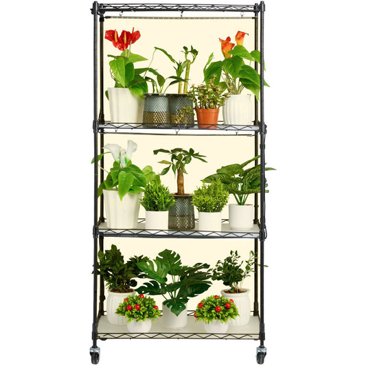 VEVOR Plant Stand with Grow Light, 4-Tier Plant Shelf with 45W Full Spectrum Grow Light, 3 Mode Plant Light with Timer and Wheel for Seed Starting, Metal Grow Light Shelf for Indoor Plants - Discount Msrp 