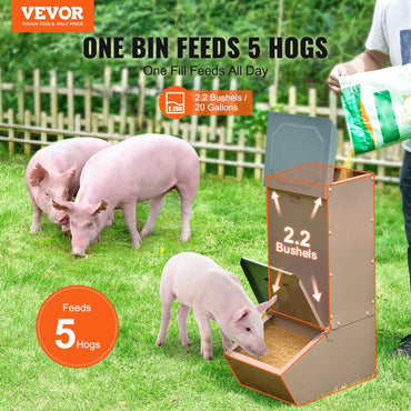 VEVOR Hog Feeder 2.2 Bushel Metal Double Door Pig Feeder Feeding up to 5 Hogs - Discount Msrp 