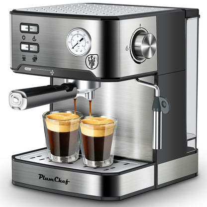 PlumChef Espresso Machine 20 Bar Professional Compact Household Coffee Espresso Maker with Milk Frother Steam Wand Pressure Gauge 54oz Water Tank Low Noise and Fast Coffee Machine for Cappuccino Latte - Discount Msrp 