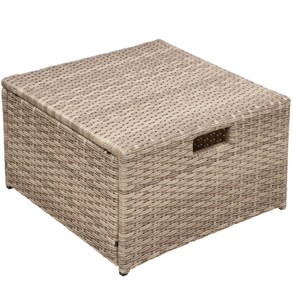 Patio Furniture Set; 4 Piece Outdoor Conversation Set All Weather Wicker Sectional Sofa with Ottoman and Cushions - Discount Msrp 