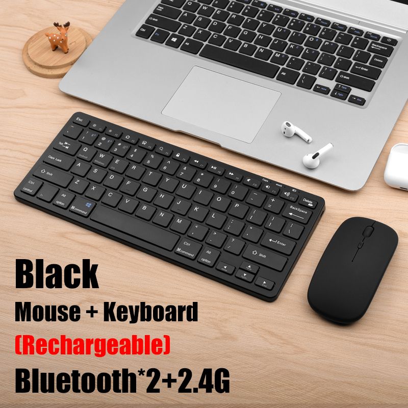 Bluetooth 5.0 &amp; 2.4G Wireless Keyboard and Mouse Combo Mini Multimedia Keyboard Mouse Set For Laptop PC TV iPad Macbook Android - Discount Msrp 