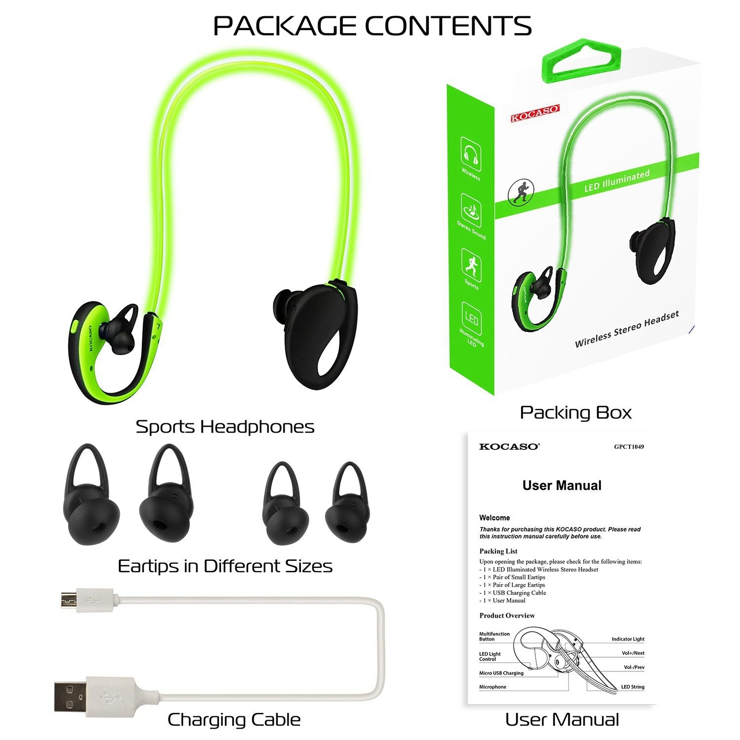Wireless Sports Headsets Wireless V4.1 Neckband Earphones HD Stereo Sweat-proof Headphones Earbuds - Discount Msrp 