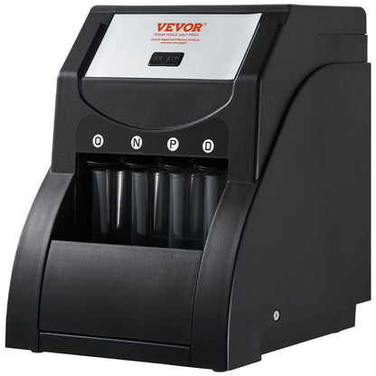 VEVOR USD Coin Sorter, Coin Sorter Machine for USD Coin 1¢ 5¢ 10¢ 25¢, Sorts up to 230 Coins/min, Coin Sorter and Wrapper Machine Holds 200 Coins Included 4 Coin Tubes, Black - Discount Msrp 