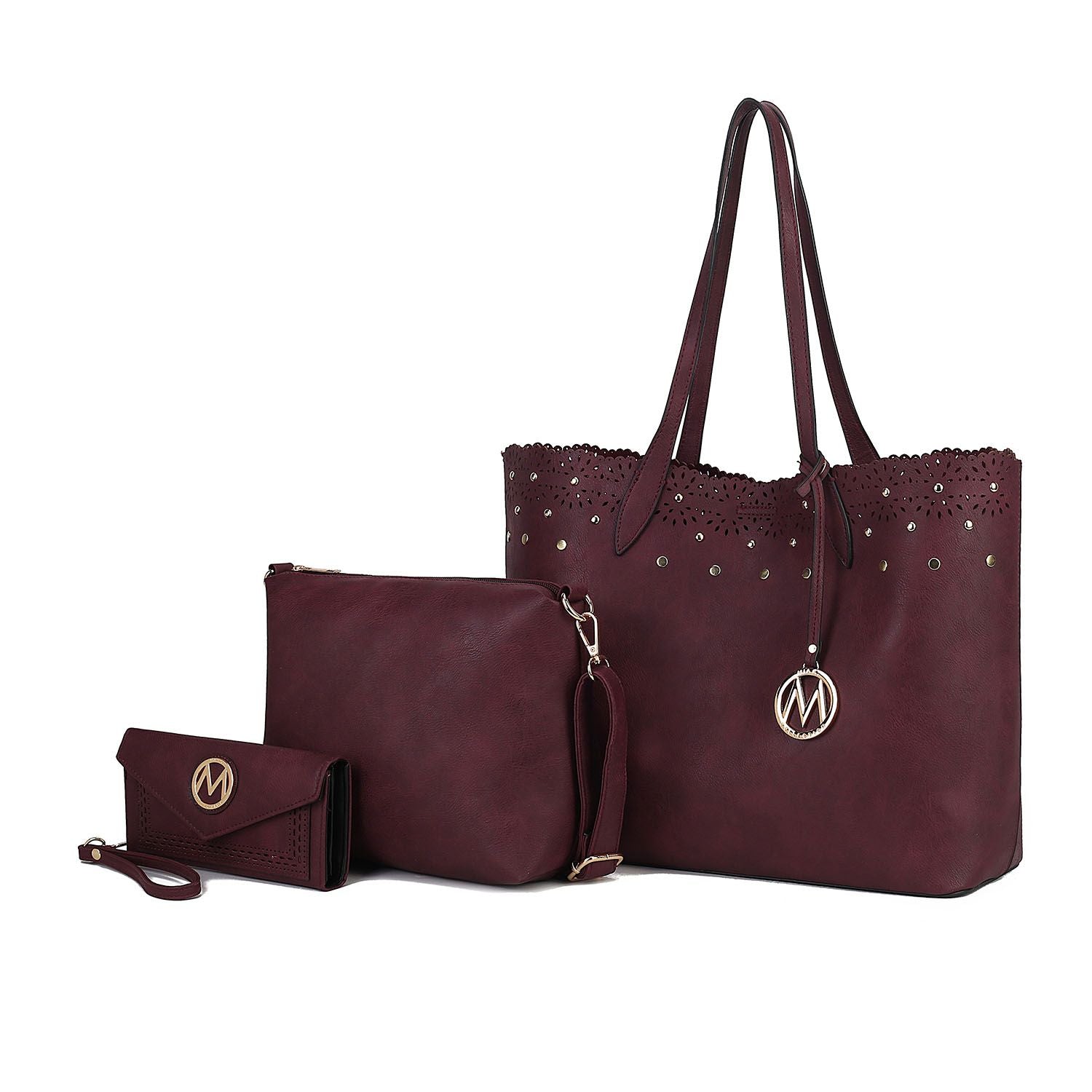 MKF Collection Mariahna 3 PCS Shopper Tote, Cross and Wallet Handbag by Mia K - Discount Msrp 