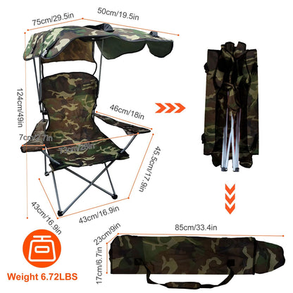 Foldable Beach Canopy Chair Sun Protection Camping Lawn Canopy Chair 330LBS Load Folding Seat - Discount Msrp 
