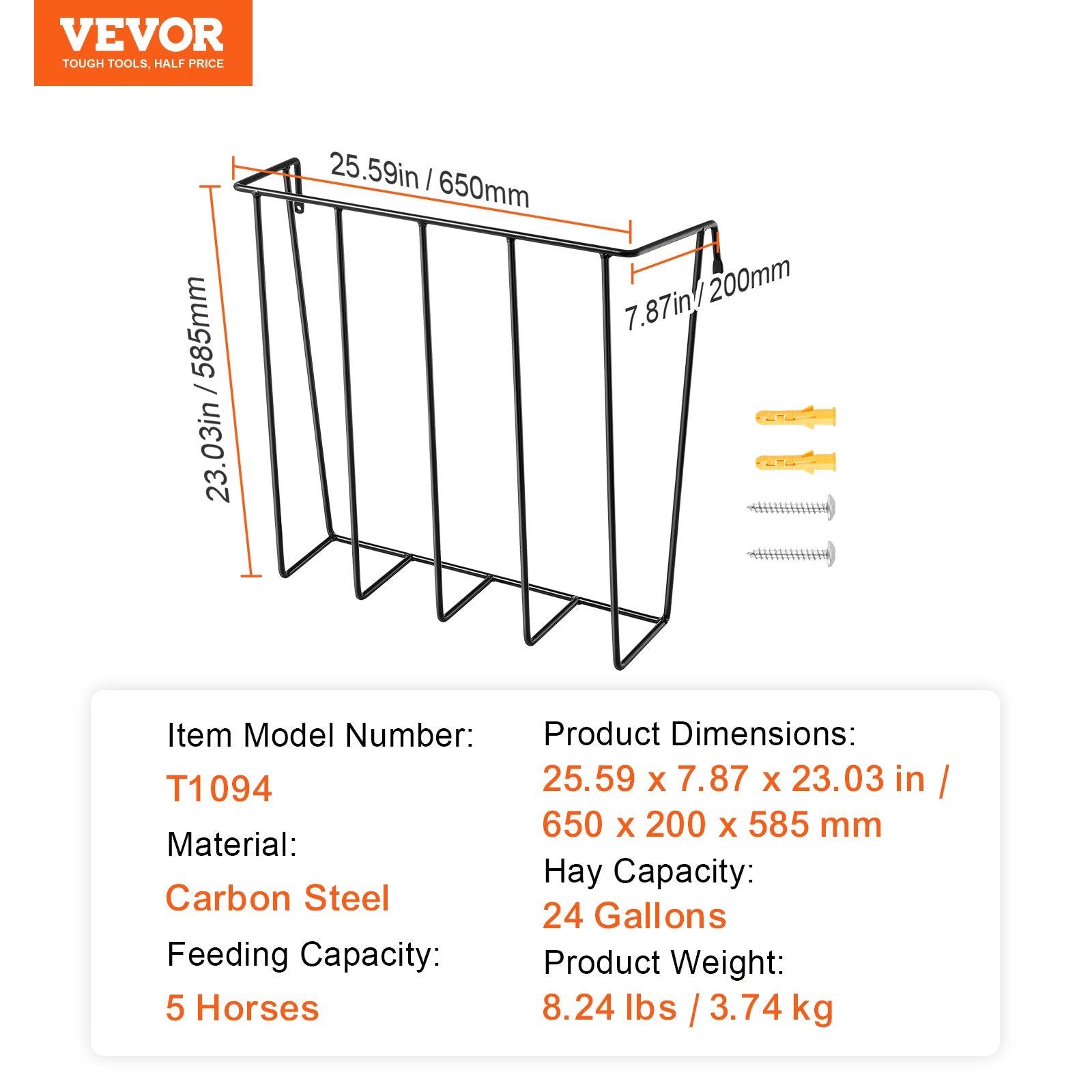 VEVOR Livestock Hay Feeder 24 Gallons Wall Mounted Goat Hay Rack for Horses - Discount Msrp 