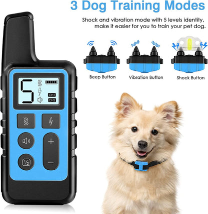 Dog Training Collar; Waterproof Shock Collars for Dog with Remote Range 1640 ft; 3 Training Modes; Beep; Vibration and Shock; Rechargeable Electric Dog Collar for Small Medium Large Dogs - Discount Msrp 