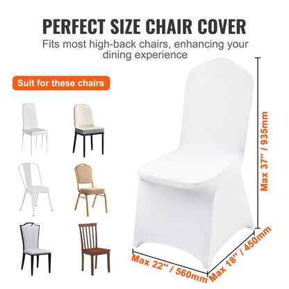 VEVOR Stretch Spandex Folding Chair Covers, Universal Fitted Chair Cover, Removable Washable Protective Slipcovers, for Wedding, Holiday, Banquet, Party, Celebration, Dining (50PCS White) - Discount Msrp 
