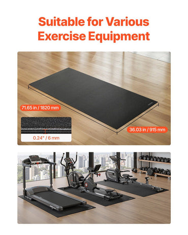 Treadmill Mat for Carpet Floor 1/4" Thick 36"x72" Exercise Equipment Mat - Discount Msrp 